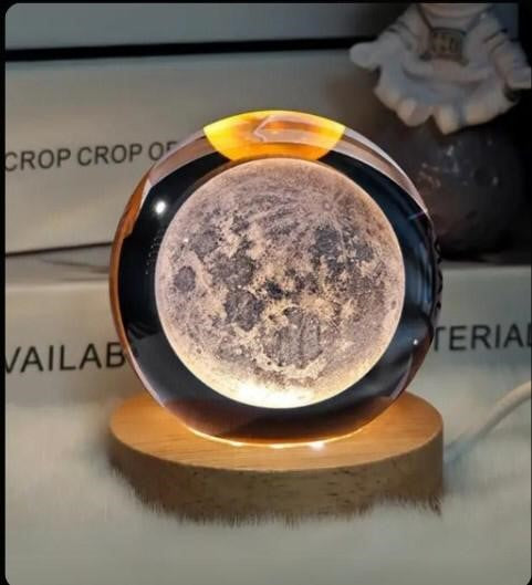 3D Galaxy and Moon Crystal Lamp Ball