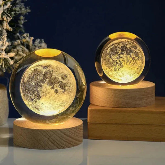 3D Galaxy and Moon Crystal Lamp Ball